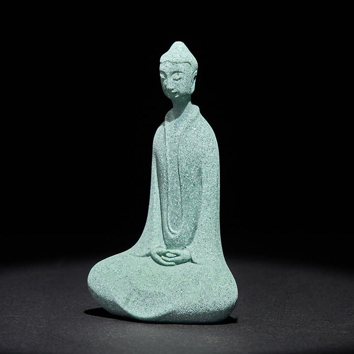 Buddha Stones -Statue aus Sandstein, Meditationsfigur, Schreibtischdekoration, 6 x 4,5 x 9,5 cm - image 3