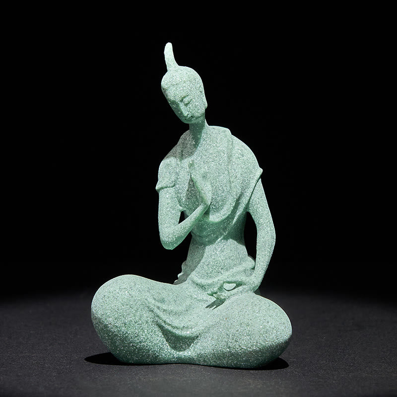 Buddha Stones -Statue aus Sandstein, lauschender Buddha, Heimdekoration, 6,5 x 5,5 x 9,5 cm - Buddha 6,5 ​​x 5,5 x 9,5 cm - image 0