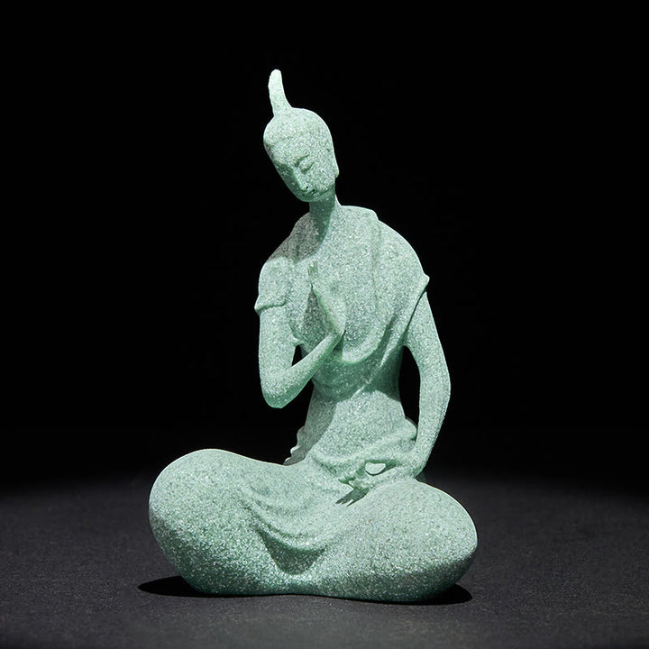 Buddha Stones -Statue aus Sandstein, lauschender Buddha, Heimdekoration, 6,5 x 5,5 x 9,5 cm - Buddha 6,5 ​​x 5,5 x 9,5 cm - image 0