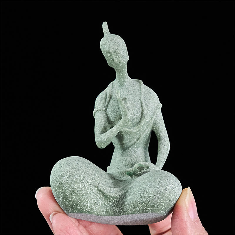 Buddha Stones -Statue aus Sandstein, lauschender Buddha, Heimdekoration, 6,5 x 5,5 x 9,5 cm - image 6