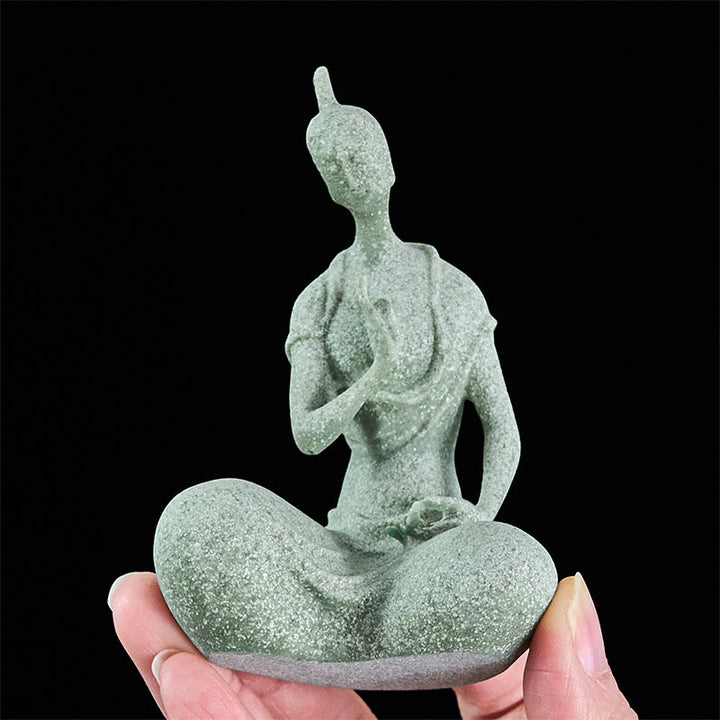 Buddha Stones -Statue aus Sandstein, lauschender Buddha, Heimdekoration, 6,5 x 5,5 x 9,5 cm - image 6