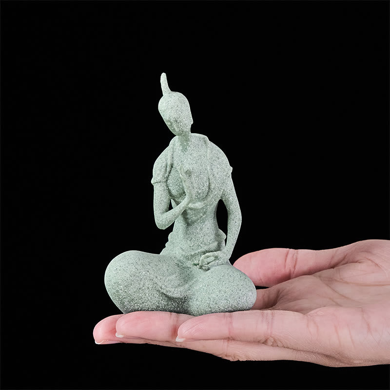 Buddha Stones -Statue aus Sandstein, lauschender Buddha, Heimdekoration, 6,5 x 5,5 x 9,5 cm - image 5