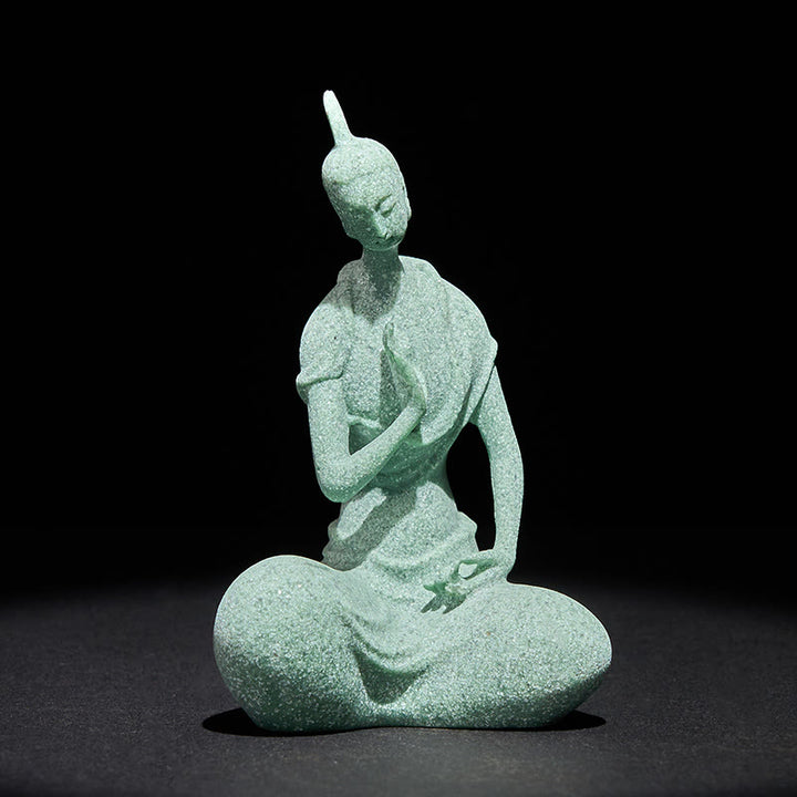 Buddha Stones -Statue aus Sandstein, lauschender Buddha, Heimdekoration, 6,5 x 5,5 x 9,5 cm - image 3