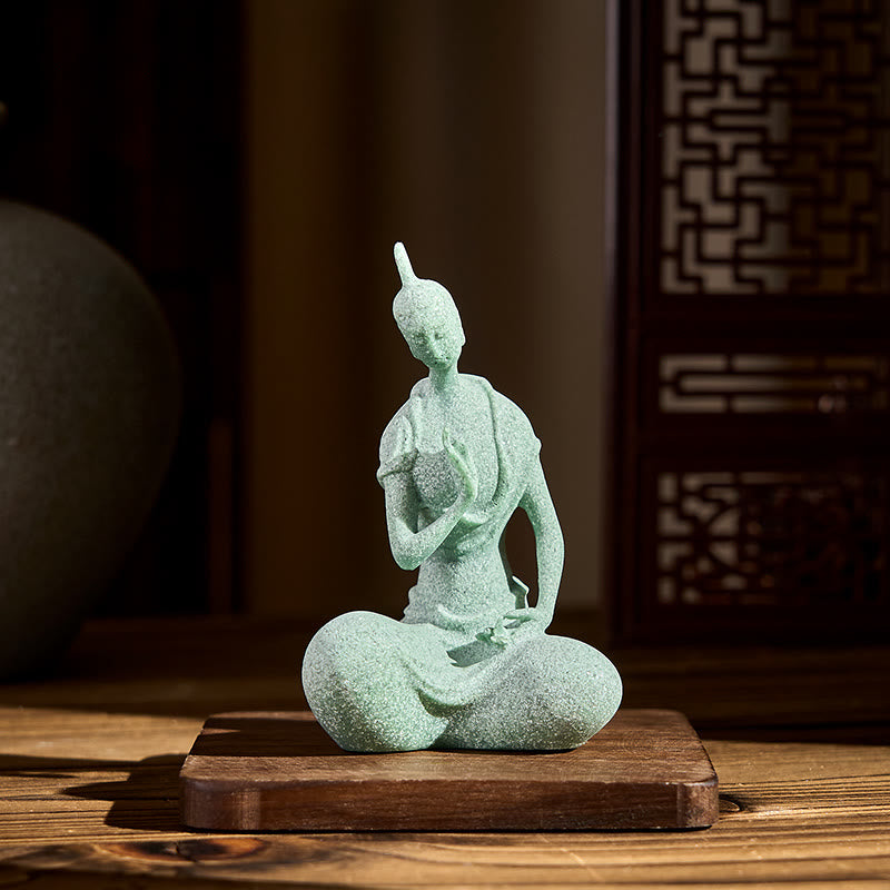 Buddha Stones -Statue aus Sandstein, lauschender Buddha, Heimdekoration, 6,5 x 5,5 x 9,5 cm - image 1