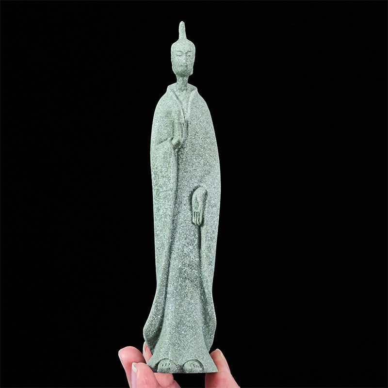 Buddha Stones , Meditations-Buddha, stehende Statue, Sandstein, Heimdekoration, 3,8 x 6,5 x 17 cm - image 6