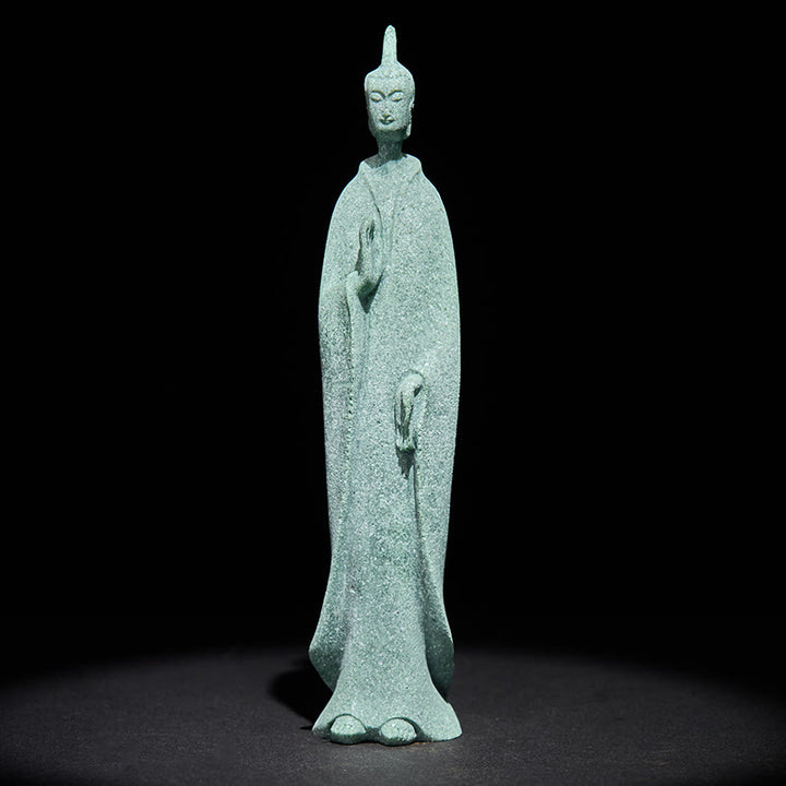 Buddha Stones , Meditations-Buddha, stehende Statue, Sandstein, Heimdekoration, 3,8 x 6,5 x 17 cm - image 3