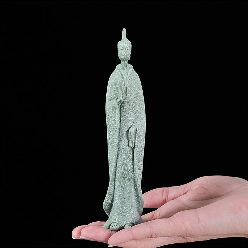 Buddha Stones , Meditations-Buddha, stehende Statue, Sandstein, Heimdekoration, 3,8 x 6,5 x 17 cm - image 5