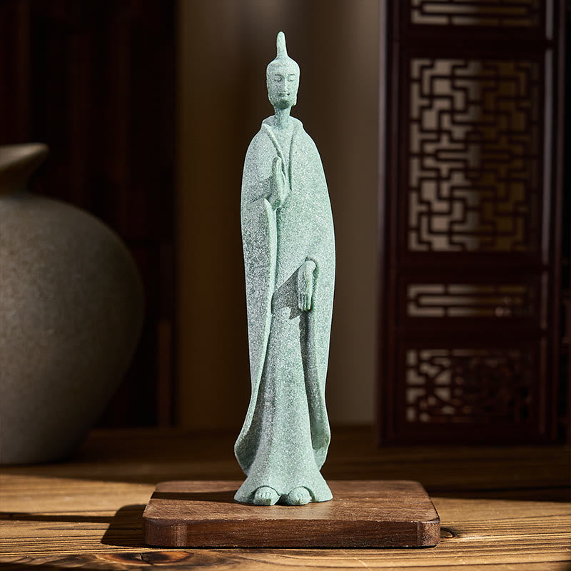 Buddha Stones , Meditations-Buddha, stehende Statue, Sandstein, Heimdekoration, 3,8 x 6,5 x 17 cm - image 1