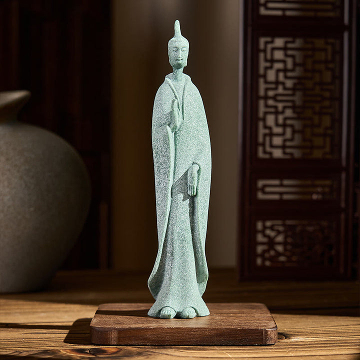 Buddha Stones , Meditations-Buddha, stehende Statue, Sandstein, Heimdekoration, 3,8 x 6,5 x 17 cm - image 1