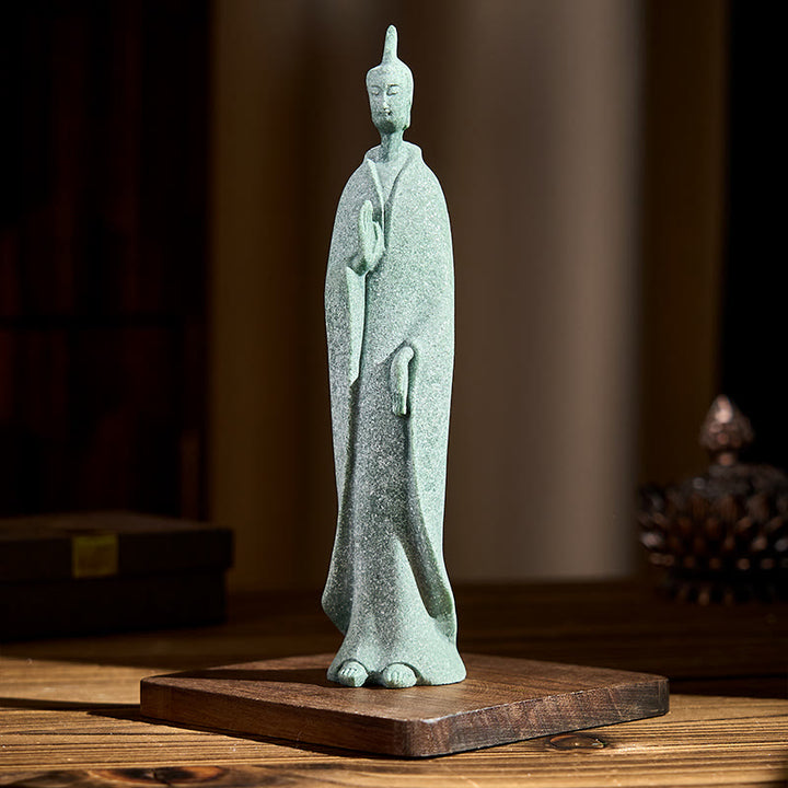 Buddha Stones , Meditations-Buddha, stehende Statue, Sandstein, Heimdekoration, 3,8 x 6,5 x 17 cm - image 2