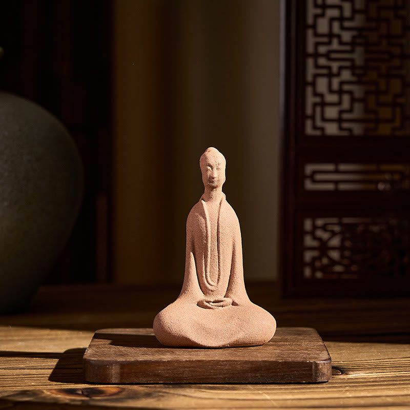Buddha Stones, sitzender, betender Buddha, Keramikstatue, Zen-Heimdekoration, 5 x 3 x 8,5 cm - image 4