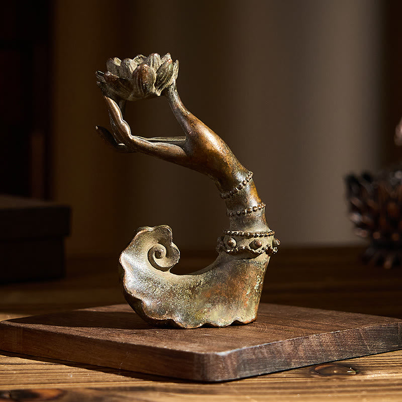 Buddha Stones ​​Klassische Buddha-Hand Lotus-Legierung Heimdekoration 4,7 x 2,9 x 8,4 cm - image 3