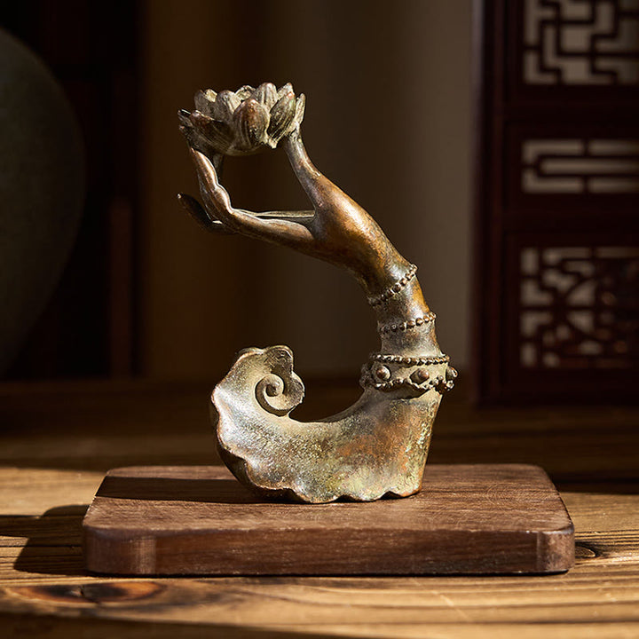 Buddha Stones ​​Klassische Buddha-Hand Lotus-Legierung Heimdekoration 4,7 x 2,9 x 8,4 cm - image 5