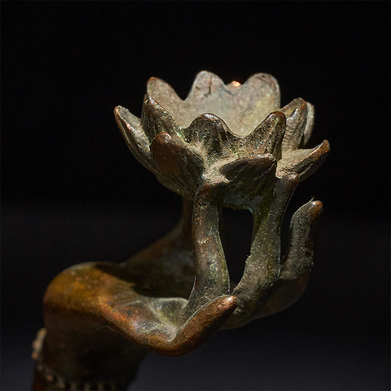 Buddha Stones ​​Klassische Buddha-Hand Lotus-Legierung Heimdekoration 4,7 x 2,9 x 8,4 cm - image 8