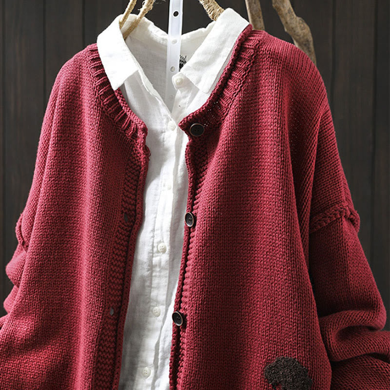 Cardigan mit Buddha Stones -Patchworkmuster, Knöpfen, Baumwolle, Damen, Langarm - image 12