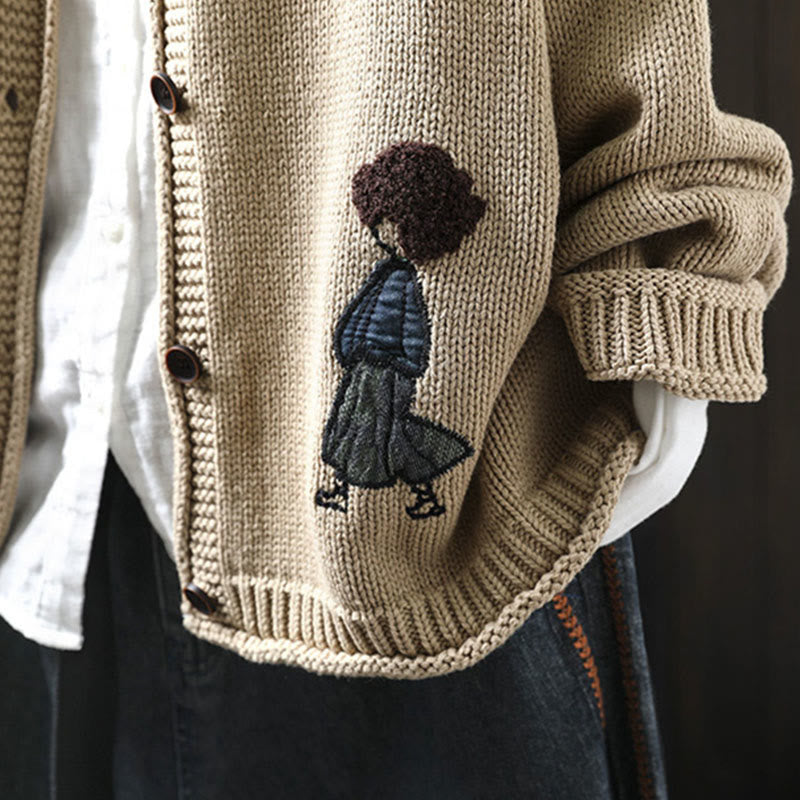 Cardigan mit Buddha Stones -Patchworkmuster, Knöpfen, Baumwolle, Damen, Langarm - image 4