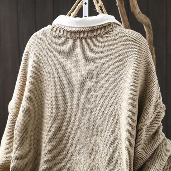 Cardigan mit Buddha Stones -Patchworkmuster, Knöpfen, Baumwolle, Damen, Langarm - image 3