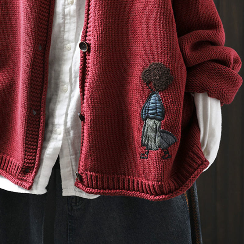 Cardigan mit Buddha Stones -Patchworkmuster, Knöpfen, Baumwolle, Damen, Langarm - image 13