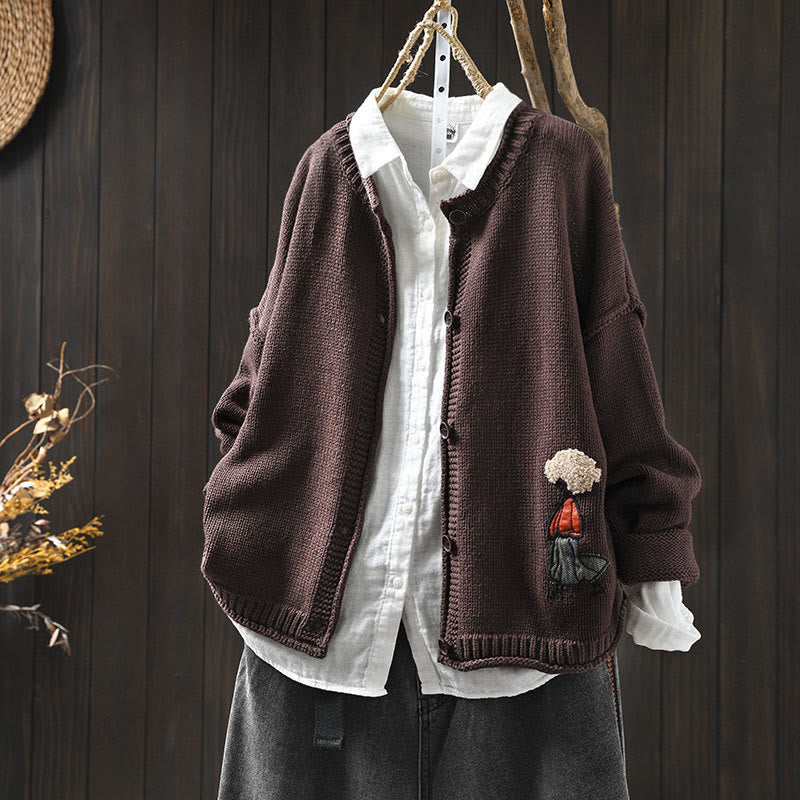 Cardigan mit Buddha Stones -Patchworkmuster, Knöpfen, Baumwolle, Damen, Langarm - Sattelbraun - US4-6, UK/AU8-10, EU36-38 (F) - image 14