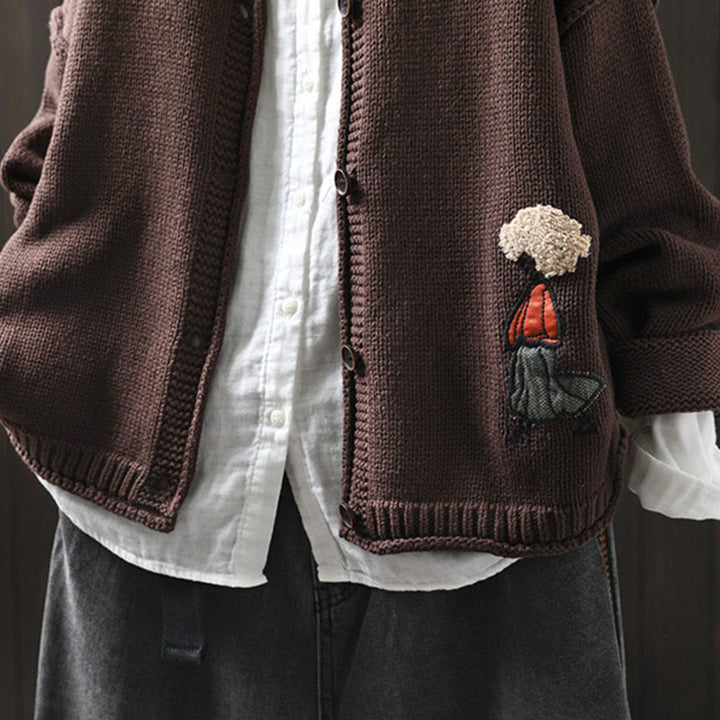 Cardigan mit Buddha Stones -Patchworkmuster, Knöpfen, Baumwolle, Damen, Langarm - image 16