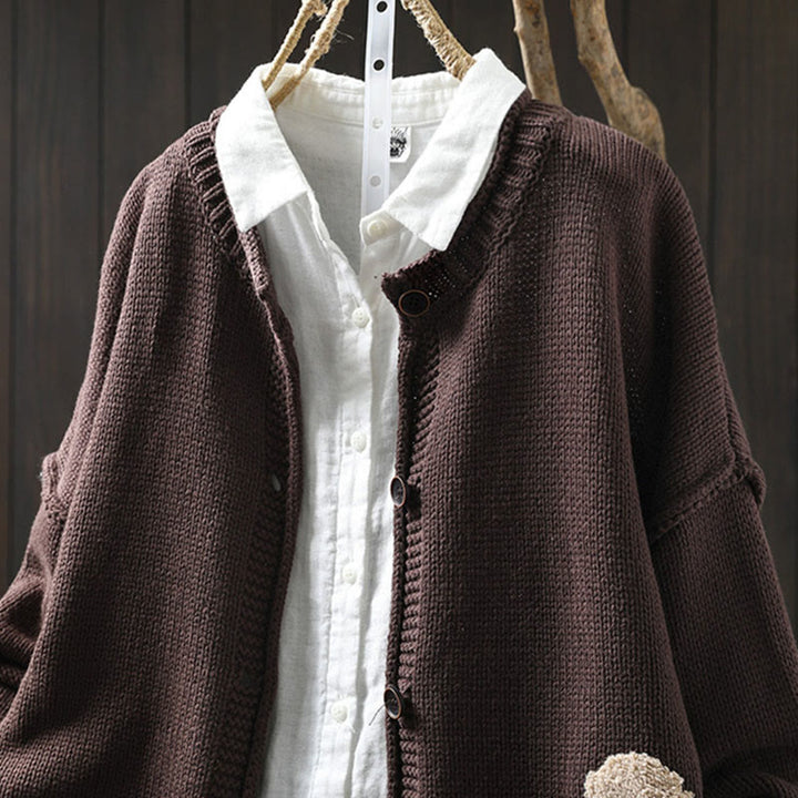 Cardigan mit Buddha Stones -Patchworkmuster, Knöpfen, Baumwolle, Damen, Langarm - image 15