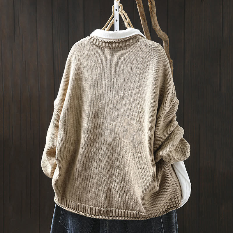 Cardigan mit Buddha Stones -Patchworkmuster, Knöpfen, Baumwolle, Damen, Langarm - image 1