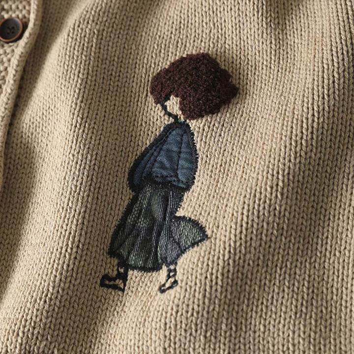 Cardigan mit Buddha Stones -Patchworkmuster, Knöpfen, Baumwolle, Damen, Langarm - image 9