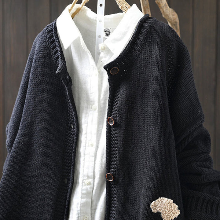 Cardigan mit Buddha Stones -Patchworkmuster, Knöpfen, Baumwolle, Damen, Langarm - image 18
