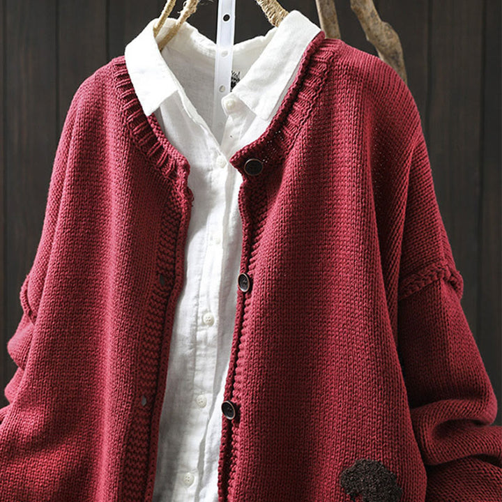 Cardigan mit Buddha Stones -Patchworkmuster, Knöpfen, Baumwolle, Damen, Langarm - image 12