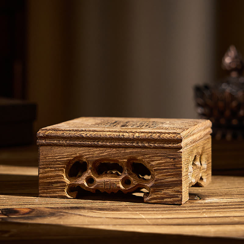 Buddha Stones, formlose Buddha-Keramik, Schreibtisch aus Wengeholz, Dekoration für Ruhe und Gelassenheit - Kleiner quadratischer Tisch 8 x 8 x 3,8 cm - image 5