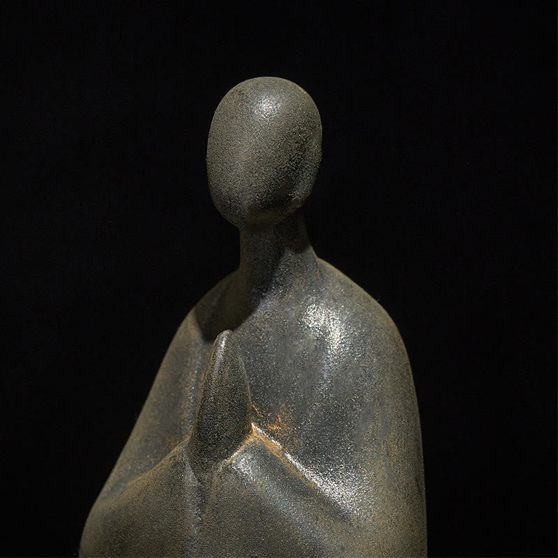 Buddha Stones, handgefertigt, formloser Buddha, Eisenpulver, Rostguss, Harz, Statue, Dekoration, 11,5 x 9 x 6,5 cm - image 5