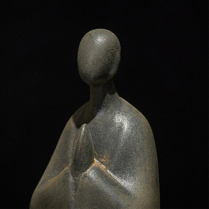 Buddha Stones, handgefertigt, formloser Buddha, Eisenpulver, Rostguss, Harz, Statue, Dekoration, 11,5 x 9 x 6,5 cm - image 5