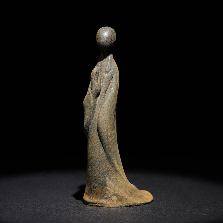 Buddha Stones , handgefertigt, stehender, formloser Buddha, Eisenpulver, Rostguss, Harz, Statue, Dekoration - Buddha 11*4*5 cm - image 0