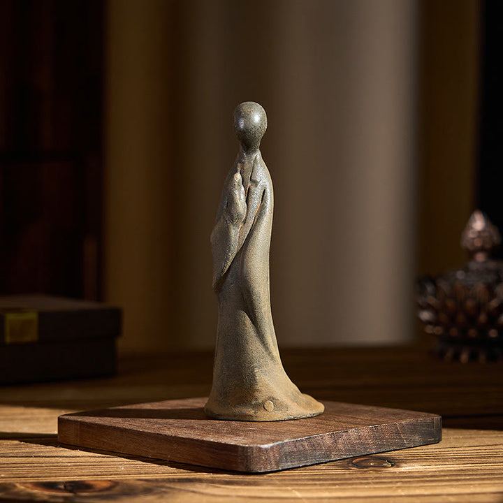 Buddha Stones , handgefertigt, stehender, formloser Buddha, Eisenpulver, Rostguss, Harz, Statue, Dekoration - image 4