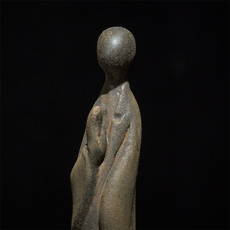 Buddha Stones , handgefertigt, stehender, formloser Buddha, Eisenpulver, Rostguss, Harz, Statue, Dekoration - image 5