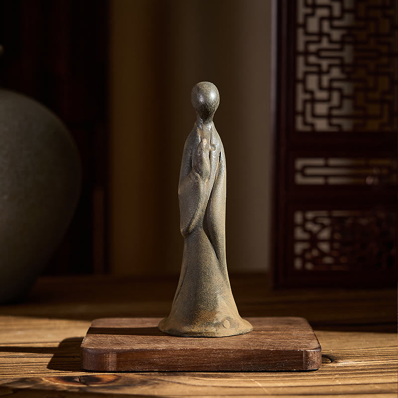 Buddha Stones , handgefertigt, stehender, formloser Buddha, Eisenpulver, Rostguss, Harz, Statue, Dekoration - image 3