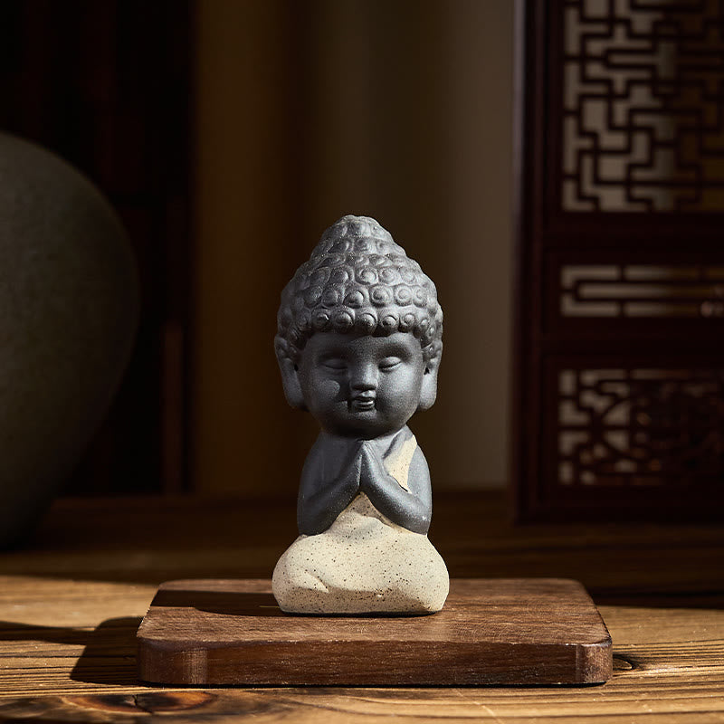 Buddha Stones, Tathagata-Buddha-Symbol-Design, lila Ton, Schreibtischdekoration für Ruhe und Gelassenheit - Beige Buddha-Figur 4 x 4 x 8,5 cm - image 2