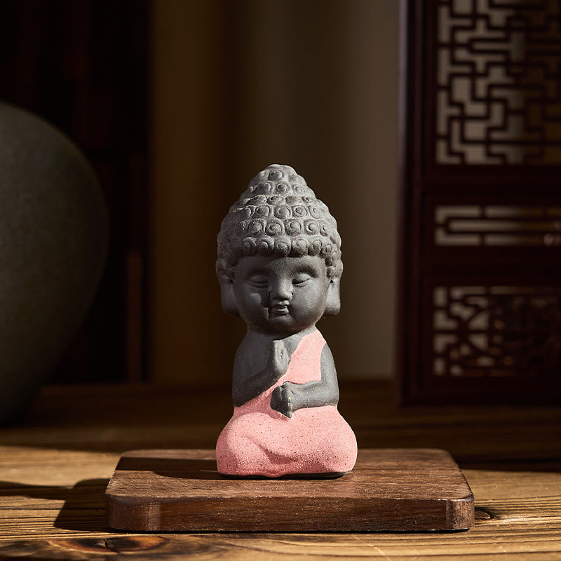 Buddha Stones, Tathagata-Buddha-Symbol-Design, lila Ton, Schreibtischdekoration für Ruhe und Gelassenheit - Rosa Buddha 4 x 4 x 8,5 cm - image 1