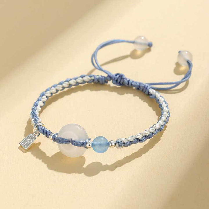 Buddha Stones , grünes Aventurin-Achat-Friedensarmband mit Schnalle - Weißer Achat, blaue Kette (Handgelenkumfang: 14-18 cm) - image 15