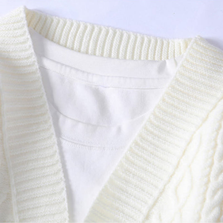 Buddha Stones Jacquard Ethno Langarm-Strickpullover für Herren mit Taschen - image 2