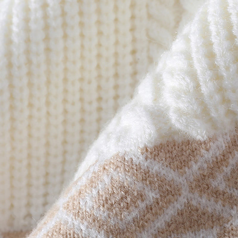 Buddha Stones Jacquard Ethno Langarm-Strickpullover für Herren mit Taschen - image 3