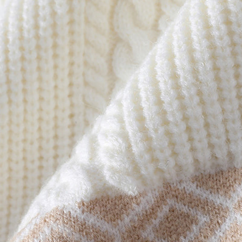 Buddha Stones Jacquard Ethno Langarm-Strickpullover für Herren mit Taschen - image 4