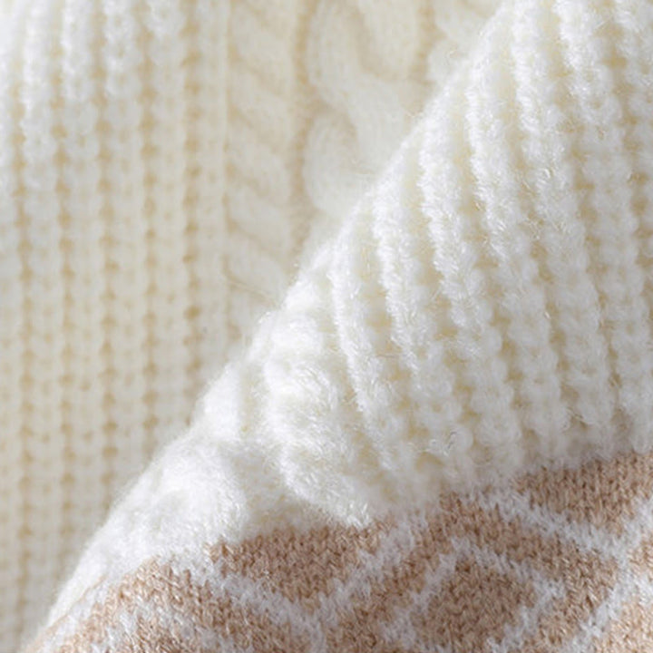 Buddha Stones Jacquard Ethno Langarm-Strickpullover für Herren mit Taschen - image 4