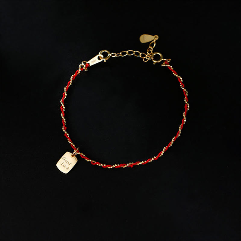 Buddha Stones, 925er Sterlingsilber, rotes Armband – Glücksbringer  - Rotes Band & 925er Sterlingsilber (Handgelenkumfang: 22-26 cm) - image 0