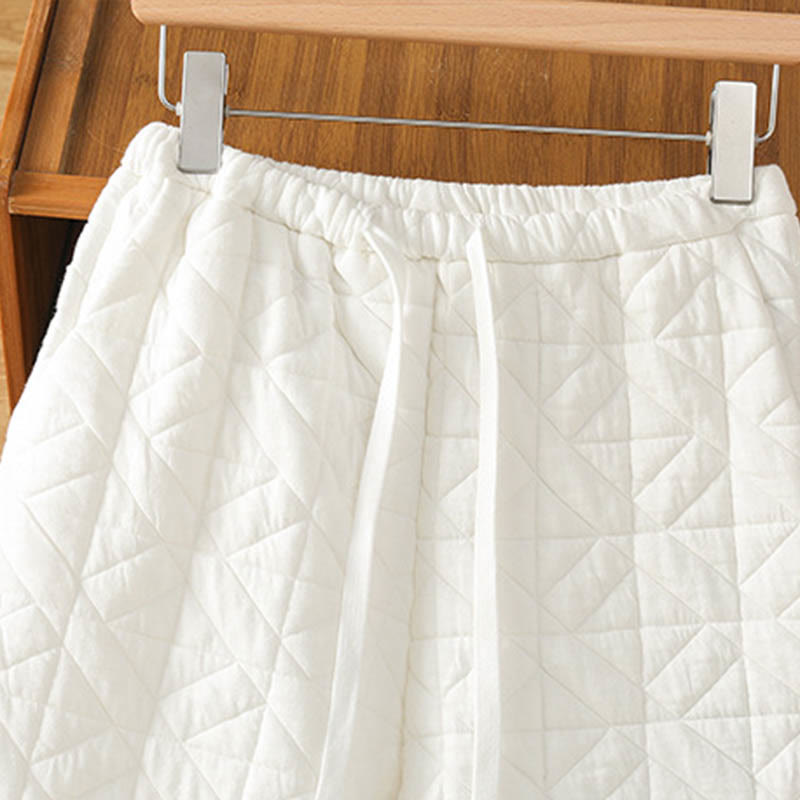 Buddha Stones Damen Herbst-Thermohose mit weitem Bein, einfarbig, mit Kordelzug und Taschen - image 2