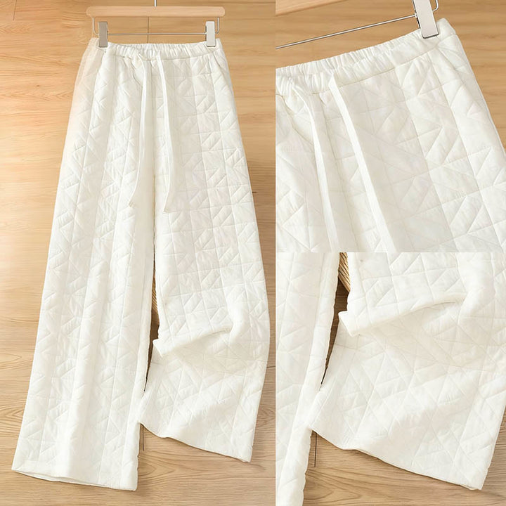 Buddha Stones Damen Herbst-Thermohose mit weitem Bein, einfarbig, mit Kordelzug und Taschen - image 7