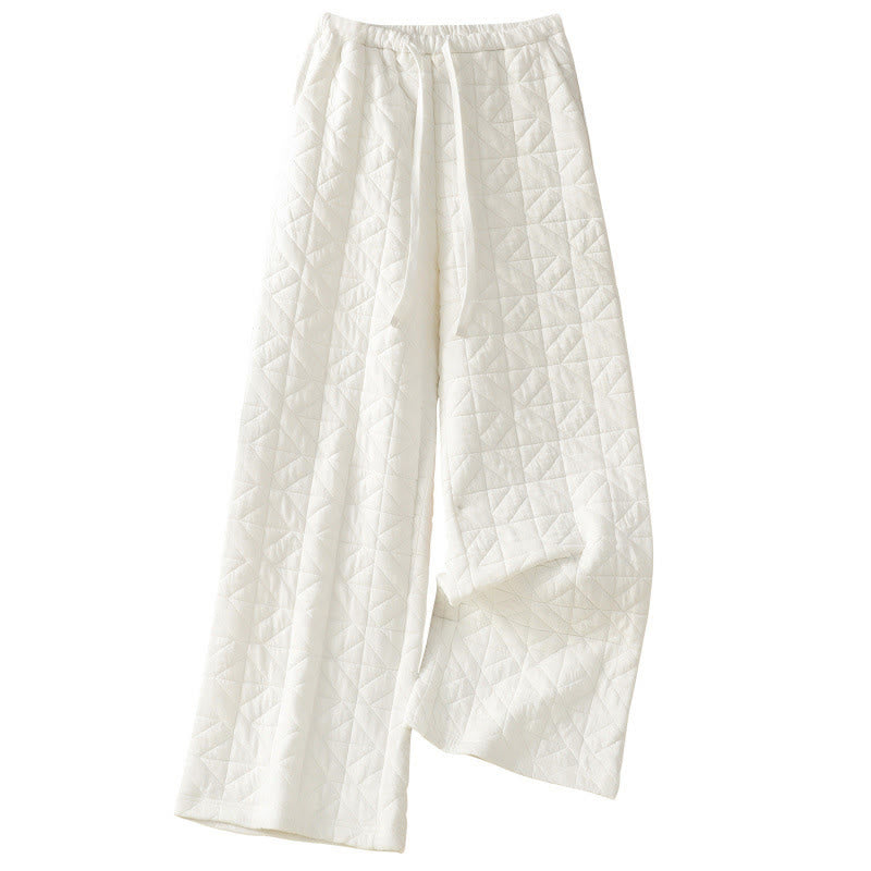 Buddha Stones Damen Herbst-Thermohose mit weitem Bein, einfarbig, mit Kordelzug und Taschen - image 8