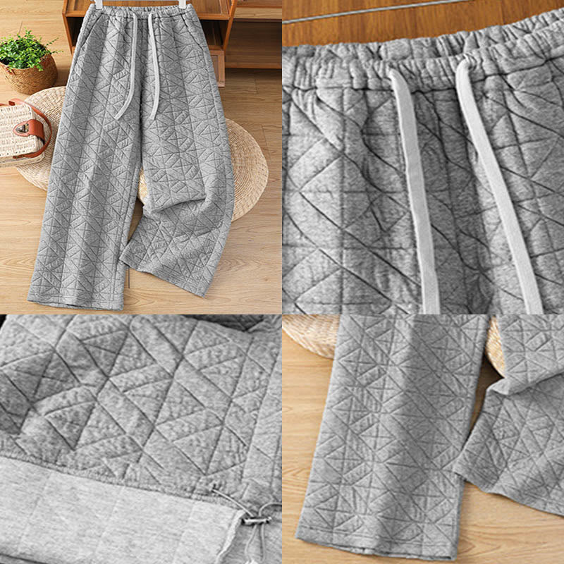 Buddha Stones Damen Herbst-Thermohose mit weitem Bein, einfarbig, mit Kordelzug und Taschen - image 13