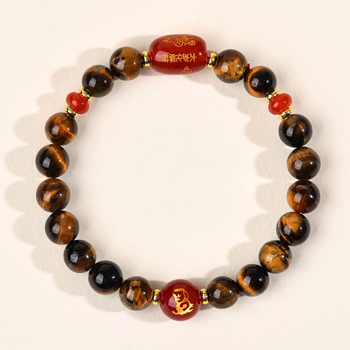 Buddha Stones ​​12 Chinesische Tierkreiszeichen Natürliches Tigerauge Roter Achat Schutzarmband - 8 mm (Handgelenkumfang 14-16 cm) - Affe - image 16