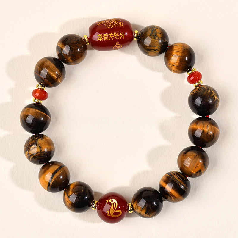 Buddha Stones ​​12 Chinesische Tierkreiszeichen Natürliches Tigerauge Roter Achat Schutzarmband - 12 mm (Handgelenkumfang 17-18 cm) - Schlange - image 38